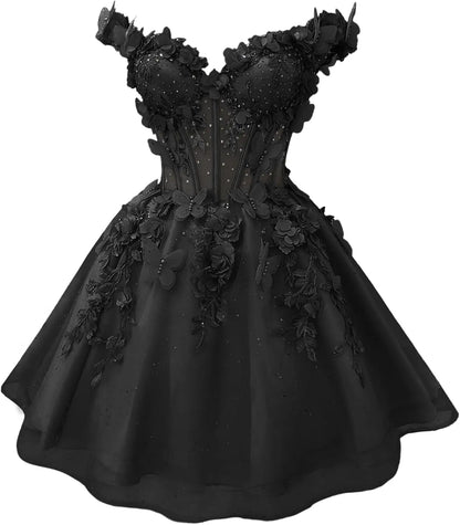 Butterfly Short Off Shoulder Prom Dress for Teens
