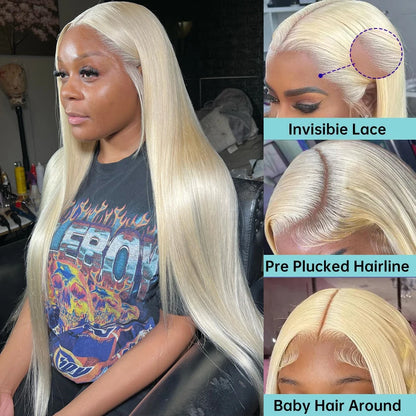 613 Blonde Human Hair Lace Front Wig 30 Inch Straight