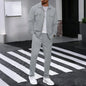 Men's Solid Color Waffle Longsleeved Pants Set