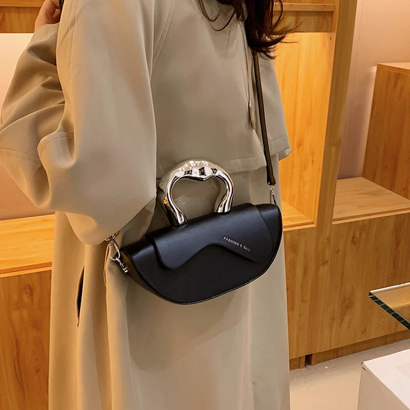 Solid PU Shoulder Bag with Hasp Compartment