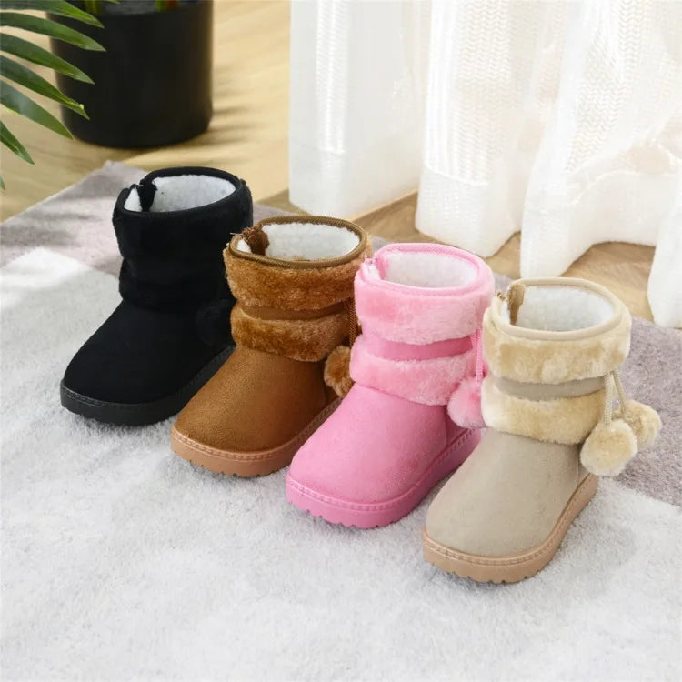Girls Winter Snow Boots Thick Warm Rubber Microfiber