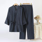 Cotton Couple Kimono Robes with Long Trousers Set