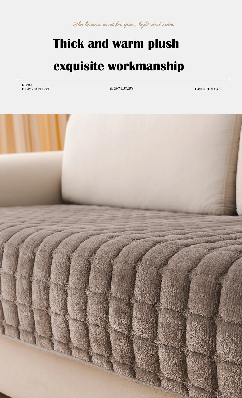 Flannel Sofa Cushion Non-Slip Plush Backrest Cover