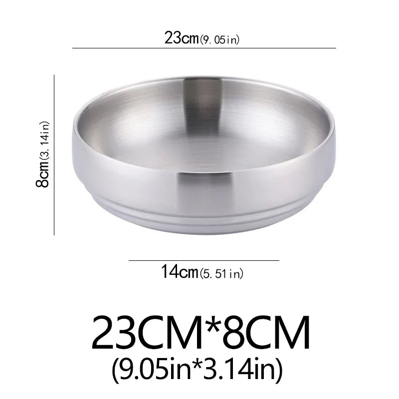 304 Stainless Steel Double Layer Noodle Bowl Gold Silver