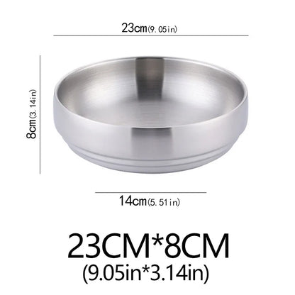 304 Stainless Steel Double Layer Noodle Bowl Gold Silver