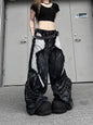 Vintage Distressed Wide Leg Cargo Jeans for Women