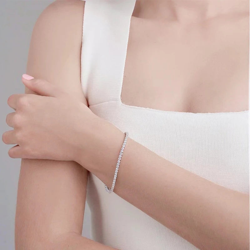 Moissanite Tennis Bracelet 925 Sterling Silver White Gold