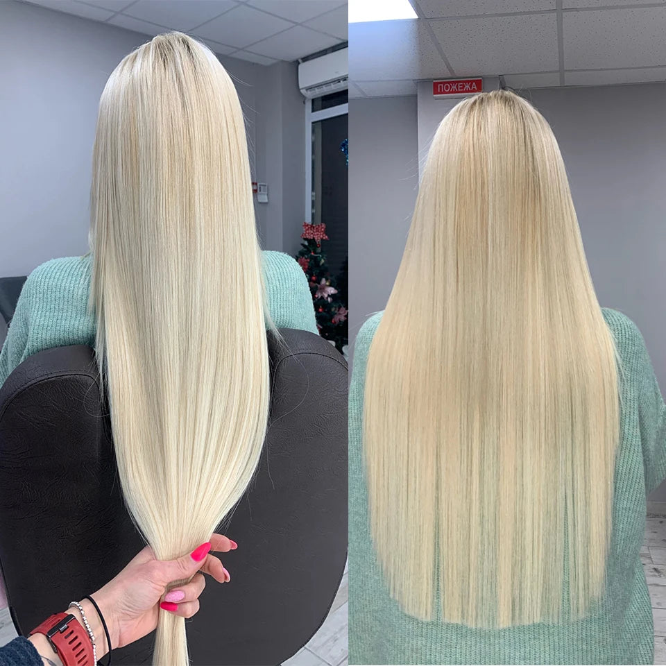 Bone Straight Synthetic Hair Bundles Yaki Weaving