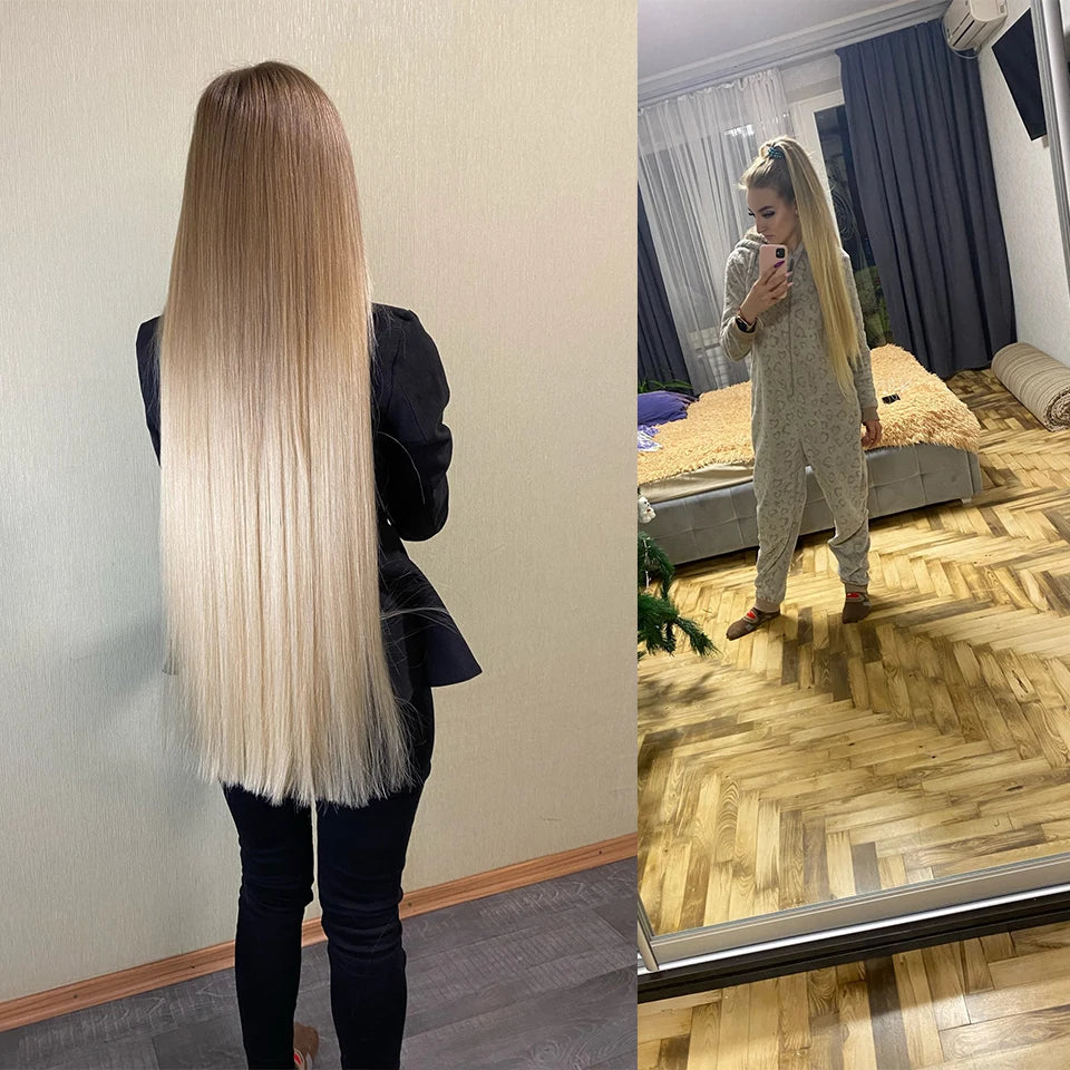 Bone Straight Synthetic Hair Bundles Yaki Weaving