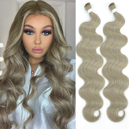 613 Piano Blonde Body Wave Hair Bundles Synthetic Extensions