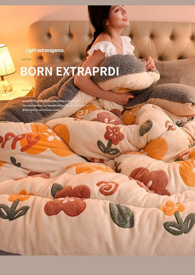 Lamb Fleece Blanket Double-Sided Velvet Warm Quilt