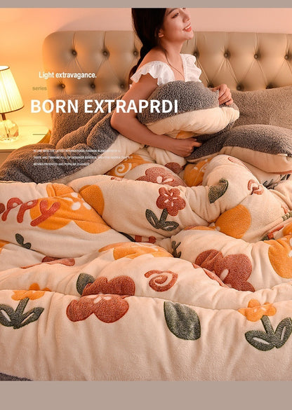 Lamb Fleece Blanket Double-Sided Velvet Warm Quilt