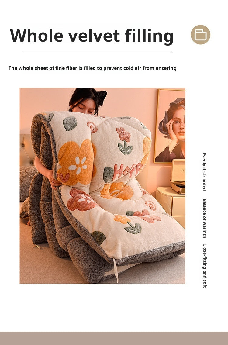 Lamb Fleece Blanket Double-Sided Velvet Warm Quilt