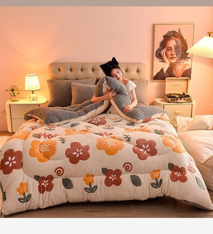 Lamb Fleece Blanket Double-Sided Velvet Warm Quilt